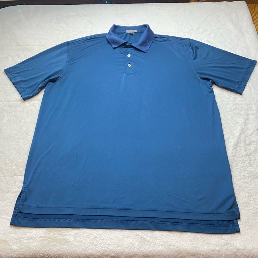 Peter Millar Summer Comfort Blue Short Sleeve Polo Size Large